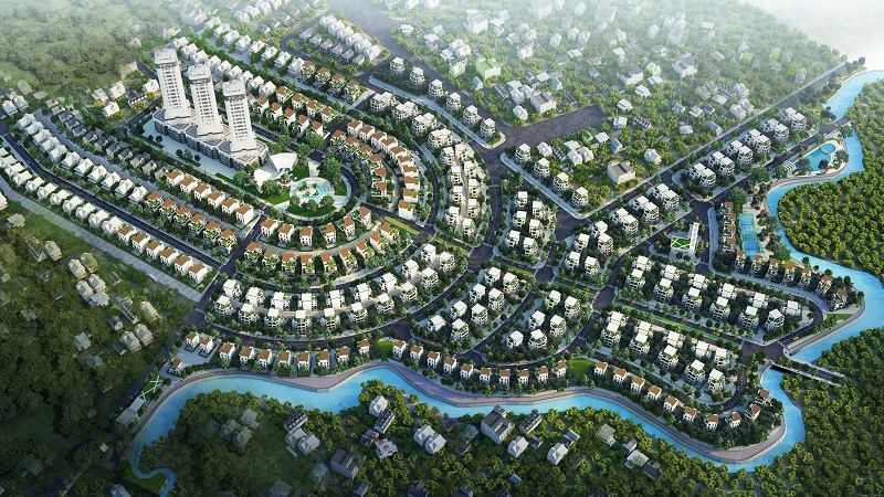 Phối cảnh tổng thể Khu đô thị sinh thái Phú Cát City ven suối Con Gái Hòa Lạc